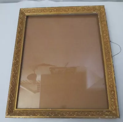 Vintage Ornate Gold Gilt Wood Art Noveau Picture Art Mirror Frame 16 X 20  • $100