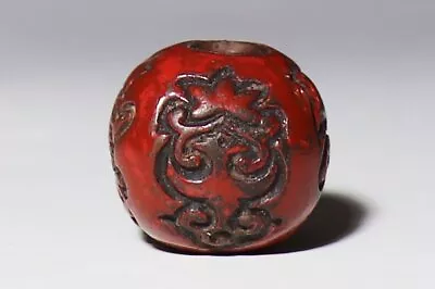 Japan Antique Flower Red Lacquered Bird Ojime Bead Inro Netsuke Sagemono Edo Era • £153.05