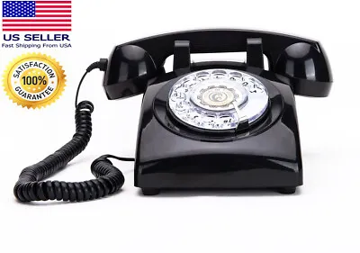 Rotary Dial Telephone Phone Real Working Vintage Old Fashion Black 1960's 1970's • $72.95