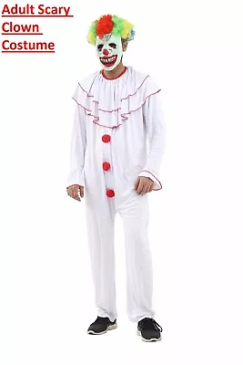 HORROR Scary Clown Costume ADULT Mens HALLOWEEN FANCY DRESS COMPLETE Outfit • £16.85