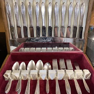 40 Pieces Vtg Oneida Community Plate Silverware 'ADAM' Pattern  8 Place Setting • $46.99