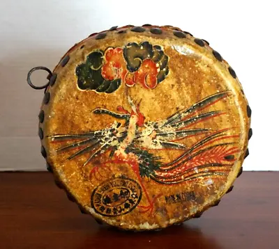 $69.95 • Buy Vintage Double-Sided LUDWIG Chinese TACK DRUM Dragon Bird Hand Painted Wooden