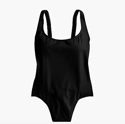 J. Crew Black Sz 8 Plunging Scoop Back One Piece Swimsuit H8249 NWT • $24.97