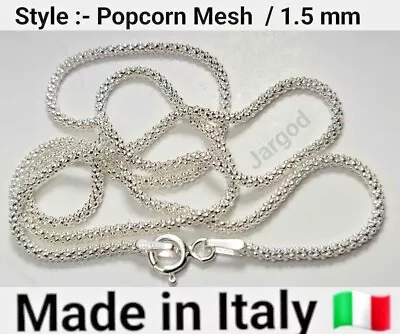 Real 925 Sterling Silver Popcorn Mesh Chain Necklace Made In Italy Jargod • $14