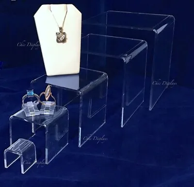 $31.79 • Buy 5pc Clear Acrylic Jewelry Risers Jewelry Showcase Fixtures Displays 1 Sq.~5 Sq
