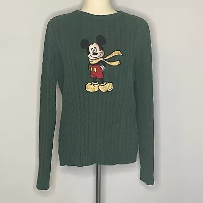Vintage Disney Mickey Mouse Embroidered Appliqué Cable Knit Sweater MEDIUM • $29.99