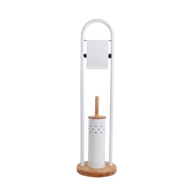 $42 • Buy White Magic Eco Basics Bamboo Toilet Paper/Roll Dispenser/Brush Stand Set White