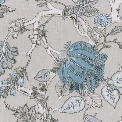 Textiles Français Oriental Tree Of Life 100% Linen Designer Fabric (Soft Grey) • £21.95