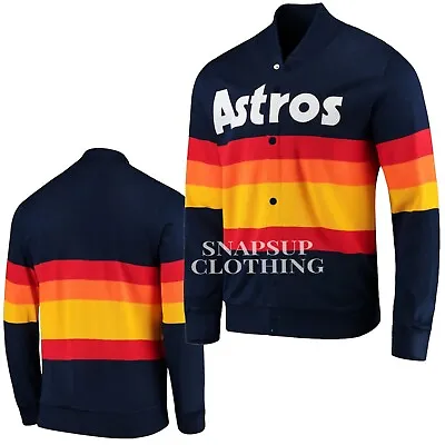 MLB Men's Houston Astros Satin Full-Snap Lettermen Rainbow Varsity Jacket • $80