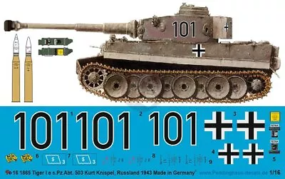 Peddinghaus 1/16 Tiger I Early Tank Markings Kurt Knispel SPzAbt.503 Russia 1865 • $12.71