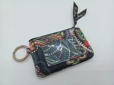 Vera Bradley Keychain/Zip ID Case  Black Paisley Floral -Retired Pattern • $6.99