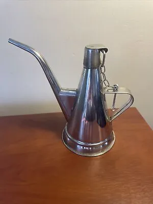 Vintage 1970’s INOX 1/4L  Conical Stainless Steel Olive Oil Dispenser Oil Can  • $44