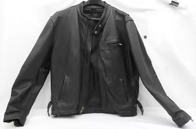 Leather King Black Leather Motorcycle Jacket Mens     TF • $100.80