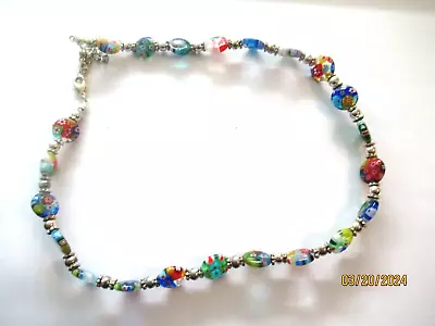 Vintage Millefiori Glass Beaded Necklace 16 In • $17.99