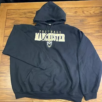 Manchester Football Hoodie Mens 3XL Black Gold Embroidered Pullover Heavy • $24.99