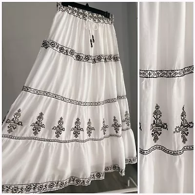 Zara Embroidered Midi Skirt Lined Nwt Xs S L Xl • $69