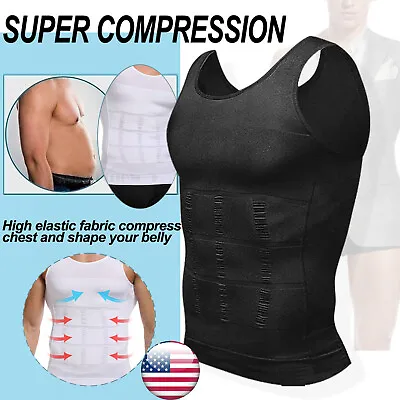 Men Slimming Body Shaper Compression Gynecomastia T-shirt Posture Corrector Vest • $14.88