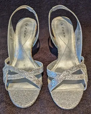  Next  Silver Sandals - 36 3.5VGCweddingpartyglitterystrappyelegant • £3
