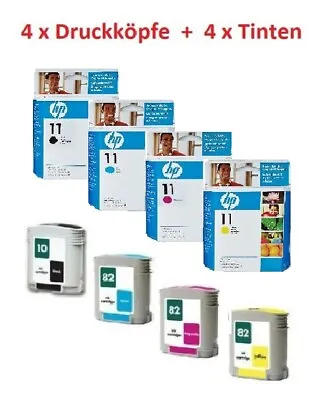 4 X Original Print Head HP No. 11 + 4x Ink No. 10 +82 Designjet 500 800 815 Ps • $1166.42