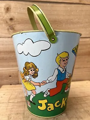 Vintage Ohio Art Metal Tin Jack & Jill Sand Pail Bucket With Handle 6F175 USA • $49.67