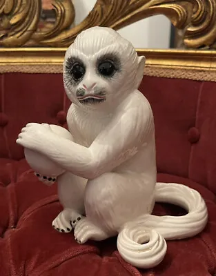 ITALIAN CERAMIC WHITE CAPUCHIN MONKEY — As Seen At Elvis Presley's Graceland! • $350