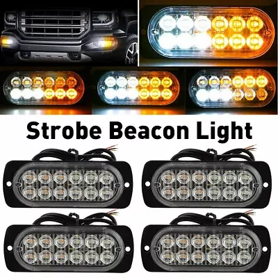 4PC Strobe 12 LED Bar Light Car Truck Flashing Warning Hazard Beacon Amber/White • $16.99