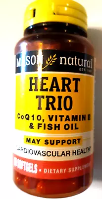 Mason Natural Heart Trio CoQ10 Vitamin E Fish Oil 60 Softgels Ex 2/26 • $11.98