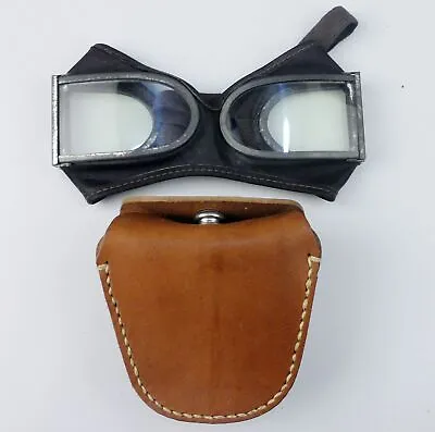Surplus Army Vintage Goggles Elastic Headband Military Goggles Leather Case Box • $26.99