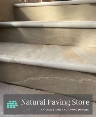 Raj Green Sandstone Bullnose Steps Edging Coping Stone | 900x350x50mm • £3