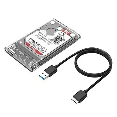 USB 3.0 SATA External Hard Drive Case 2.5 Inch Enclosure Caddy HDD SSD Clear • £4.49