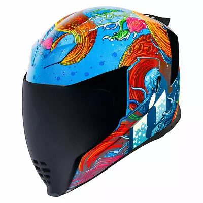 New Icon Airflite Inky Motorcycle Helmet All Sizes Street Sport Race Free Ship  • $305