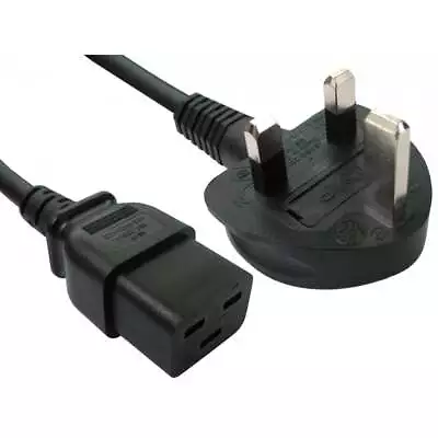 2m C19 UPS Power Cable Lead UK 3 Pin Plug To International IEC Mains Server • £9.29