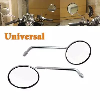 2PCS/Set Universal 4  Round Long Stem Motorcycle Mirrors 8mm Chrome Left & Right • $22.49