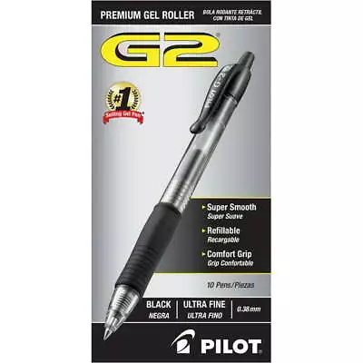 (10 Pens )Pilot G2 Premium Gel Ink Pens Ultra Fine Point (0.38 Mm) Black New • $16.32