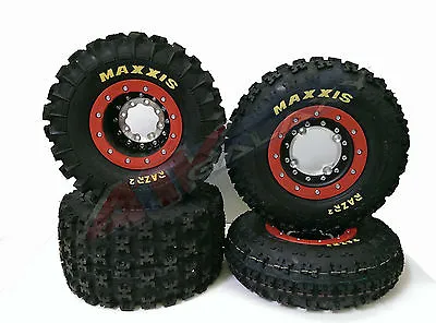 Hiper Tech 3 Beadlock Rims Maxxis Razr 2 Tires Front Rear XC TRX 450R 250R 400EX • $1645