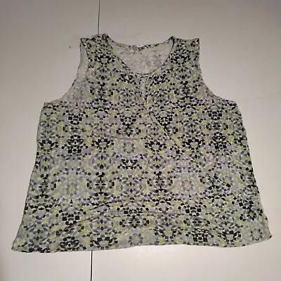 Cabi Green Blue Geometric Sleeveless Blouse Large Women's • $8.99