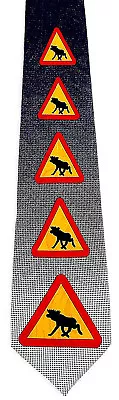 Moose Crossing Men's Necktie Road Sign Wildlife Forest Animal Black Neck Tie • $14.95