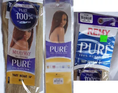 Milky Way REMY PURE 100% Human Hair Yaky Weave 14  Color 613 • $35.99