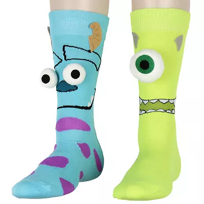 Disney Monsters Inc. Sulley And Mike Wazowski 3D Mismatched Costume Crew Socks • $12.95