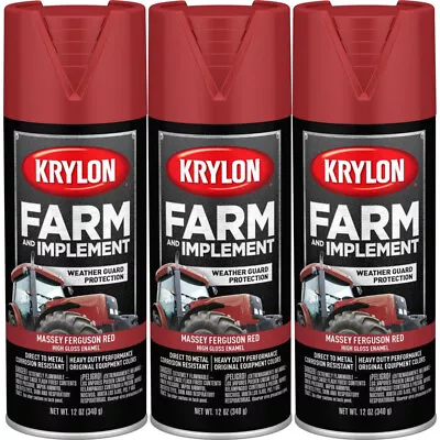 Krylon Paint 1939 (3-PACK); Farm & Implement 12oz Aerosol Massey Ferguson Red • $38.63