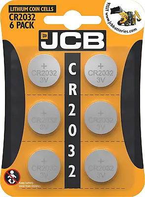 6 X JCB® CR2032 3V Lithium Coin Cell Button Batteries DL2032 BR2032 Long Exp • £3.29