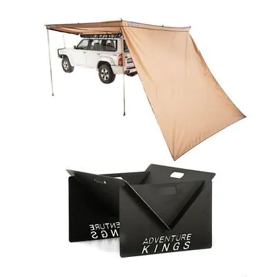 Adventure Kings 270° King Wing Awning Wall 4WD + Portable Outdoor Steel Fire Pit • $108.45