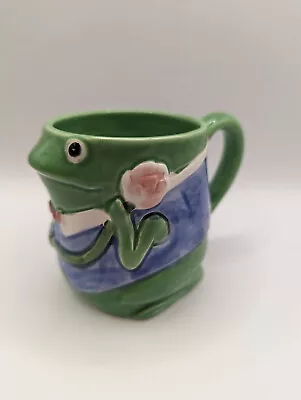 Mary Ann Baker Otagiri Designed Ceramic Frog Prince Holding A Flower Mug • $15