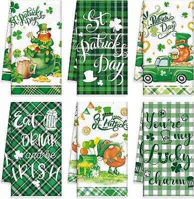 6 Pcs St Patrick'S Day Hand Towels St. Patrick'S Day Kitchen Towels Shamrocks Ab • $20.99