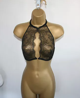 Victoria`s Secret  VERY SEXY  Black Lace Halter Neck Underwired Bralette Sz 34C • £49.99