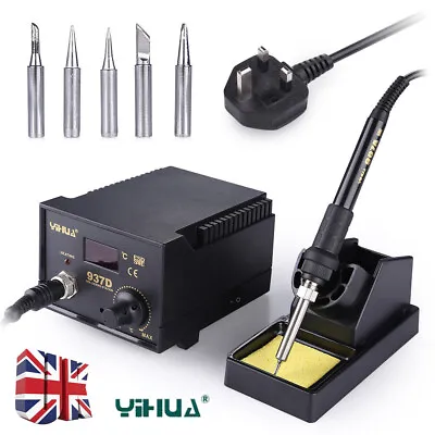 YiHua 937D 45W ESD Soldering Station Solder Iron W/ Extra 5 Tips Stand Kit 220V • £35.99