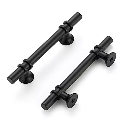 5 Pack 3-1/2 Inch Cabinet Handles Black Cabinet Pulls Matte Black Kitchen  • $24.02