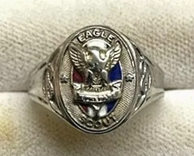 Nice Vintage Boy Scouts Eagle1 4k White Gold Award Ring Size 10 • $650