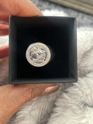925 Sterling Silver Saint George Sovereign Coin Ring – Brand New, Men’s Sizes M To Z, Made In UK