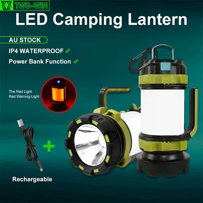 $21.38 • Buy Rechargeable LED Camping Lantern Outdoor Tent Light Lamp & Power For Phone 1x
